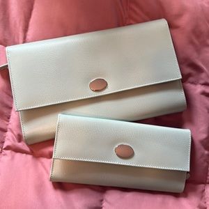LPottery Barn Set of 2 Tri-fold Mckenna Leather Jewelry Portfolio & Tavel Case